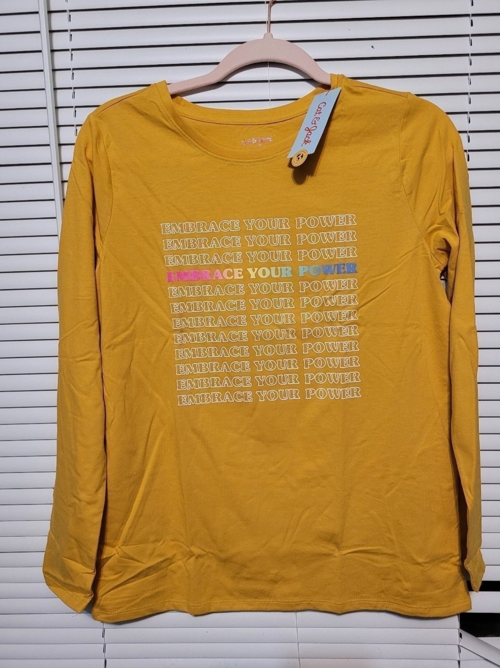 Cat & Jack Mustard Yellow 'Embrace Your Power' Long Sleeve Tee